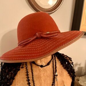 Grace Hats Wool Wide Brim Floppy Hat Rust Color